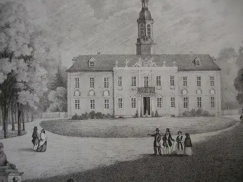 Hamburg Das Schloss zu Wandsbeck Orig Lithografie 1850 Behrendson