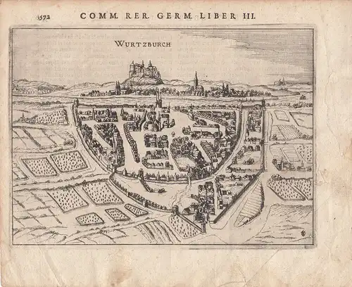 Würzburg Gesamtansicht Orig. Kupferstich Peter Bertius 1616 Unterfranken Bayern