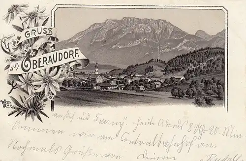 AK Oberaudorf Gesamtansicht Rosenheim Litho gel 1896