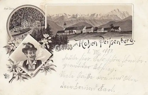 AK Hohenpeißenberg Bad Sulz Weilheim-Schongau Litho gel 1897