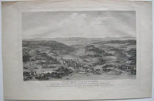 Morat Murten Schweiz Fribourg Ansicht Orig Kupferstich Nee 1780 Zurlauben