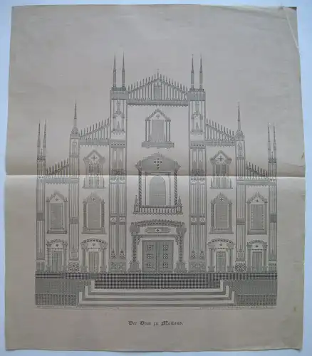 Milano Mailand Dom Duomo Typendruck 400 Jahre Buchdruck Gedenkblatt 1840