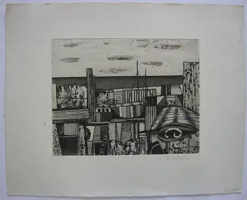 Rudolf Klüger (1921-2013) Stadtlandschaft Orig Radierung 1957 signiert