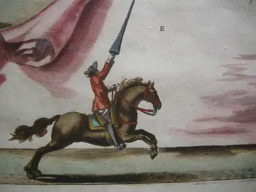 Nicolas Schurtz Reiterspiel Reitkunst kolor Kupferstich 1678 Ritterspiele