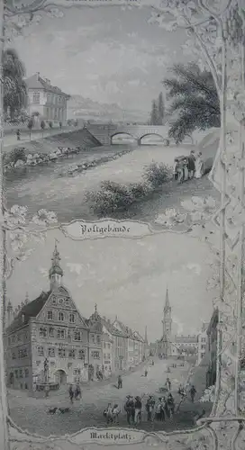 Weinheim Sammelblatt Ansicht 13 Detailanischten Orig Stahlstich Poppel 1840