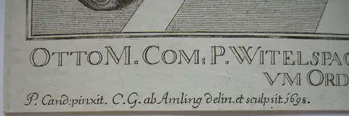 K. G. Amling (1695-1705)  Otto Bayern Huldigung Stände Kupferstich 1698 Candid