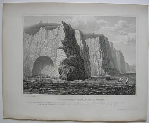 Isle of Wight Great Britain Freshwater Cliffs Copper engraving Brannon 1840