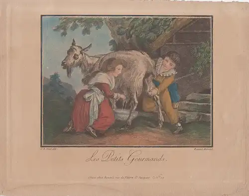 Jean-Baptiste HUET (1745-1811) Die kleinen Feinschmecker Orig Lithografie 1820