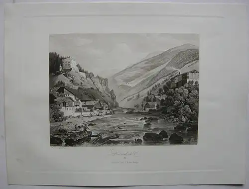 Landeck Oberinntal Tirol Österreich Orig. Aquatinta-Radierung 1840 Martens