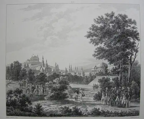 Stammersdorf Wien Napoleon Erzherzog Karl Orig Stahlstich 1840 Ansicht