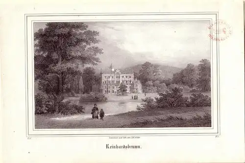 Reinhardsbrunn Gotha Friedrichsroda Kreidelithographie von C Arldt 1840 Sachsen
