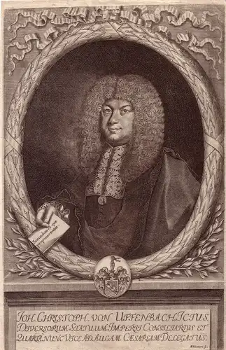 Johann Christoph Uffenbach Portrait Kupferst 1695 Hofrat Frauenstein Frankfurt