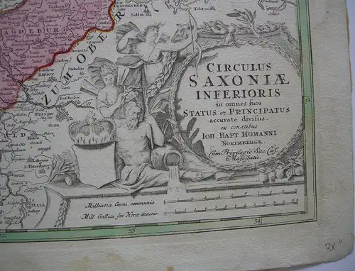 Niedersachsen Hamburg Braunschweig kolor Orig Kupferstichkarte Homann 1720