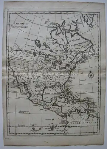 North America Canada Mexiko Orig Kupferstichkarte Le Rouge 1767 Crepy