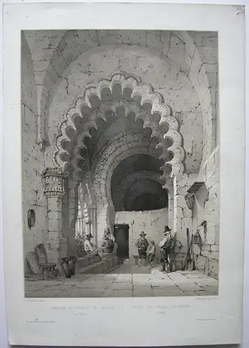 Toledo Sala Palacios Galiana Orig Lithografie Mathieu 1850 Espana Spanien