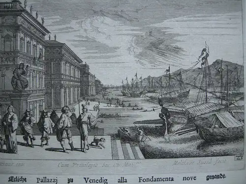 Melchior Küsel (1626-1683) Venedig Pallazze Fondamenta nove Radierung 1671