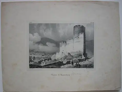 Chateau de Kaisersberg Elsass France Frankreich Orig Lithographie 1840 Rothmülle