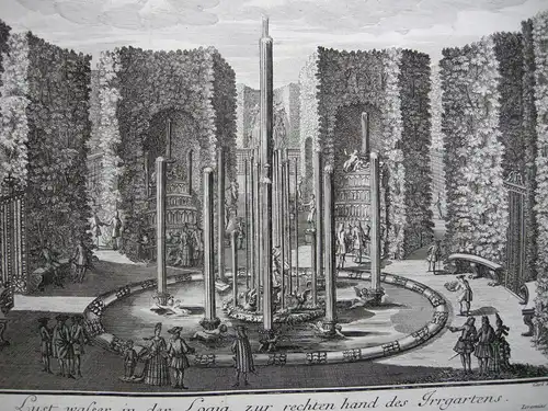 Rembshardt Decker Lustwasser Irrgarten Orig Kupferstich 1711 Gartenarchitektur