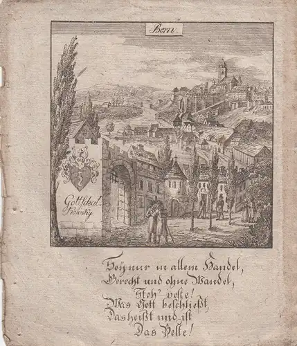 Bern Schweiz Orig. Kupferstich 1830 Wappen Zittauisches Tagebuch