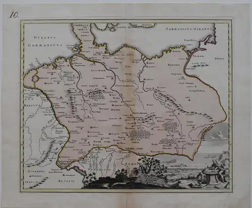 Germania Ptolemaei kol Kupferstichkarte bei Weigel 1750 Deutschl nach Ptolemäus
