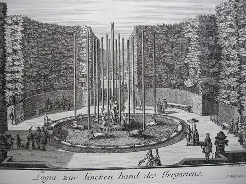 Rembshardt Decker Loggia Irrgarten Orig Kupferstich 1711 Gartenarchitektur