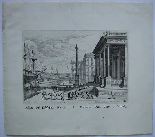 Melchior Küsel (1626-1683) Venedig Pallazzo Pästlicher Nuntius Radierung 1671