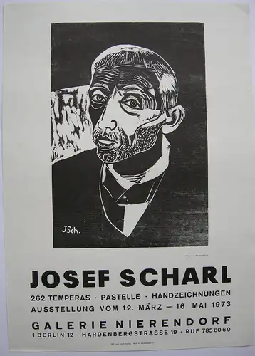 Josef Scharl Galerie Nierendorf Plakat Orig Holzschnitt 1973 Expressionismus