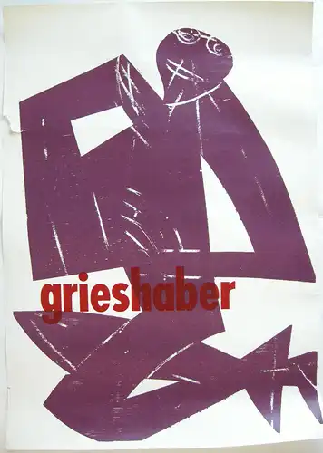 HAP Grieshaber Knieender Pan Orig Plakat Holzschnitt 1963 Düsseldorf