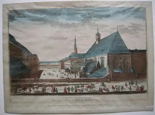 Wien Michaelsplatz Perspective View kolor Kupferstich 1780 Guckkastenblatt