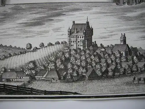 Arnbach Schwabhausen Dachau Gesamtansicht Orig Kupferstich M. Wening 1720