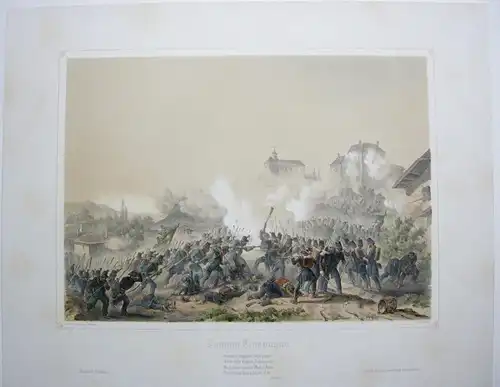 Somma Campagna Italia Battaglia Lombardei Lithographie 1849 Bachmann-Hohenstein