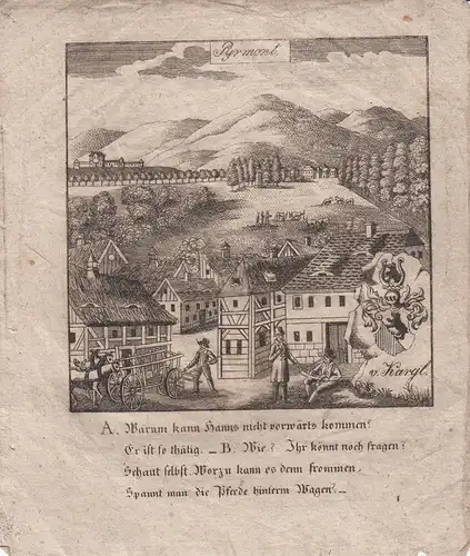 Bad Pyrmont Niedersachsen Orig Kupferstich 1830 Zittauisches Tagebuch