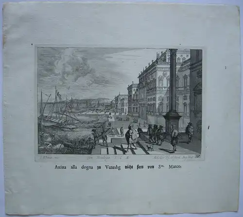 Melchior Küsel (1626-1683) Venedig Anlegestelle Dogenpalast Radierung 1671