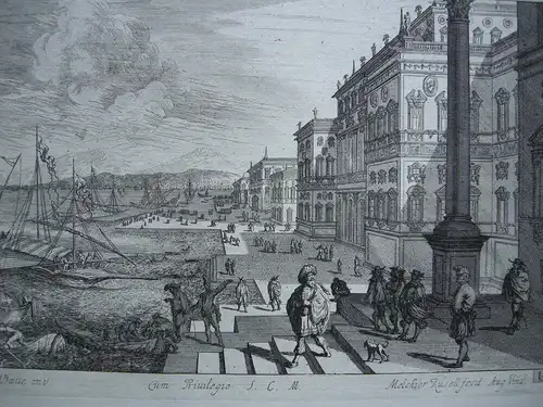 Melchior Küsel (1626-1683) Venedig Anlegestelle Dogenpalast Radierung 1671