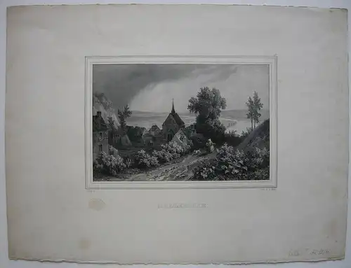 Vue de Rolleboise Ile-de-France Frankreich Orig Lithographie 1840 Motte