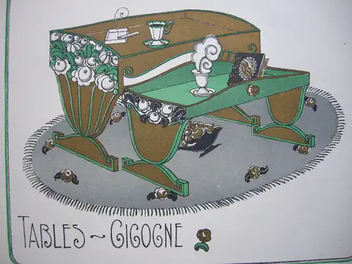 Tables Gigogne Pochoir Gazette du Bon Ton 1920 Möbel ART DECO