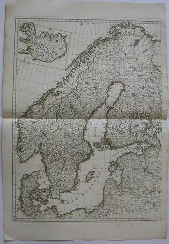Skandinavien Norwegen Dänemark Schweden linke Hälfte Orig. Kupferstichkarte 1800