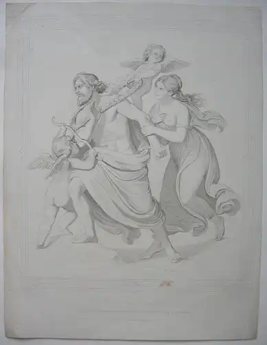 Wilhelm Kaulbach (1805-1874) Szene aus Musarion Orig Stahlstich 1890