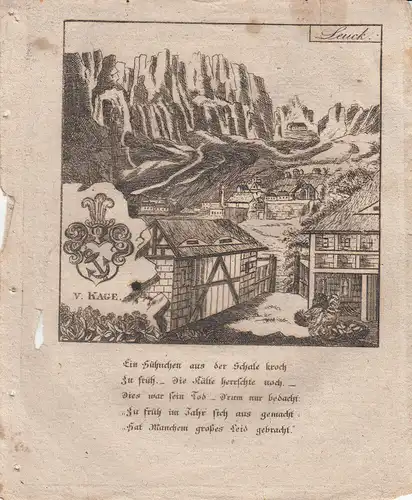 Leuck Leucker Bad Schweiz Wallis Orig. Kupferstich 1830 Zittauisches Tagebuch