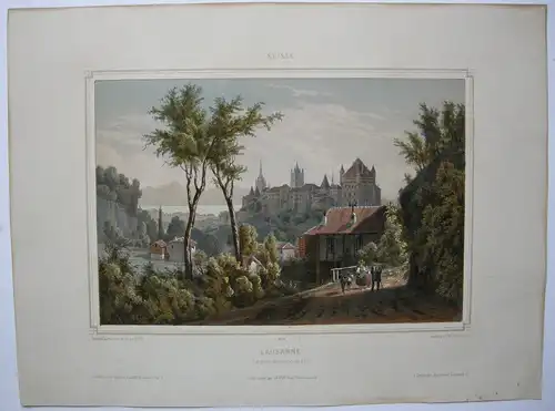 Lausanne Waadt Schweiz Gesamtansicht Orig Lithografie Deroy Suisse 1850