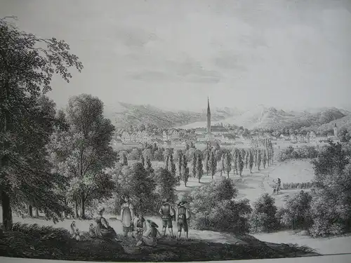 Ehingen Gesamtansicht Orig Lithografie Alt Kunike Baden Württemberg 1822