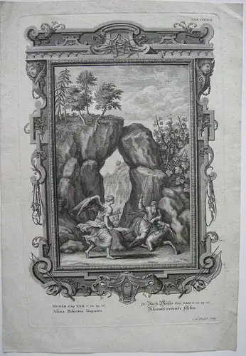 Bileams redende Eselin Org Kupferstich  I. G. Thelot Scheuchzer-Bibel 1731