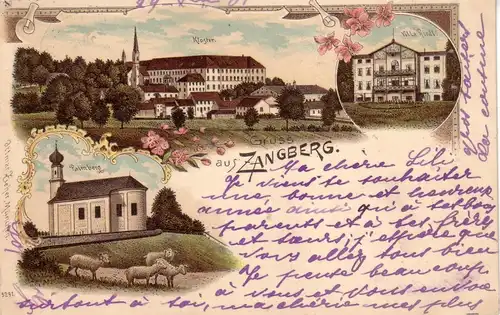 Ak Zangberg Mühldorf Kloster Villa Riedl Oberbayern Litho gel 1901