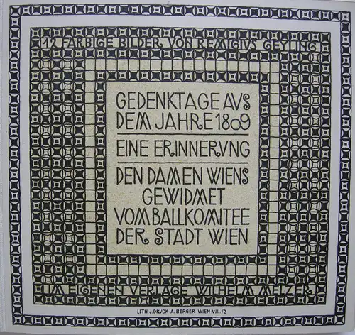 Ballspende Wien 1909 Gedenktage aus dem Jahr 1809 Lithos von Rem. Geyling Leder