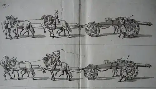Nürnberger Stückschiessen Kanonen Vierspänner Orig Kupferstich Heumann 1733