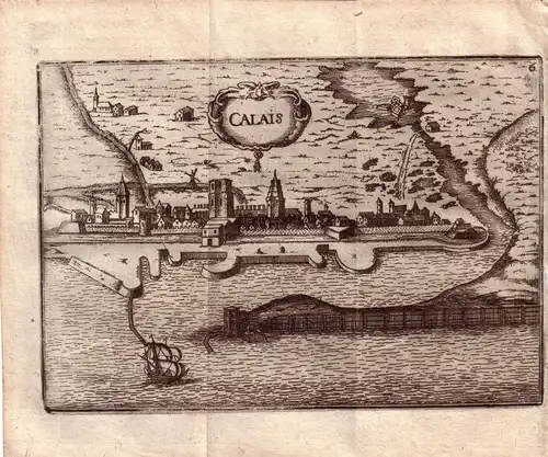 Calais France Frankreich Orig. Kupferstich 1670 Gravure de cuivre