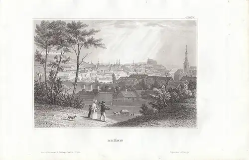 Brünn Brno Tschechien Orig Stahlstich 1860 Poppel Hildburghausen