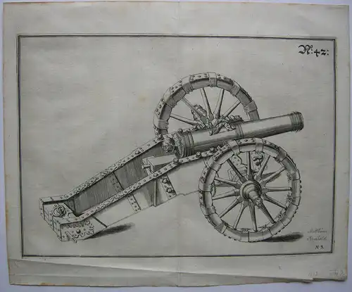 Barocker Kanonen-Wagen Artillerie Orig Kupferstich Matthäus Rembold 1643