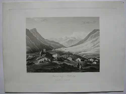 Stuben am Arlberg Klösterle Tirol Österreich Orig. Aquatinta-Radierung 1840