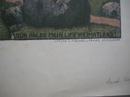 Ernst Liebermann (1869-1960) Ade mein Heimatland Orig Farblithografie 1910